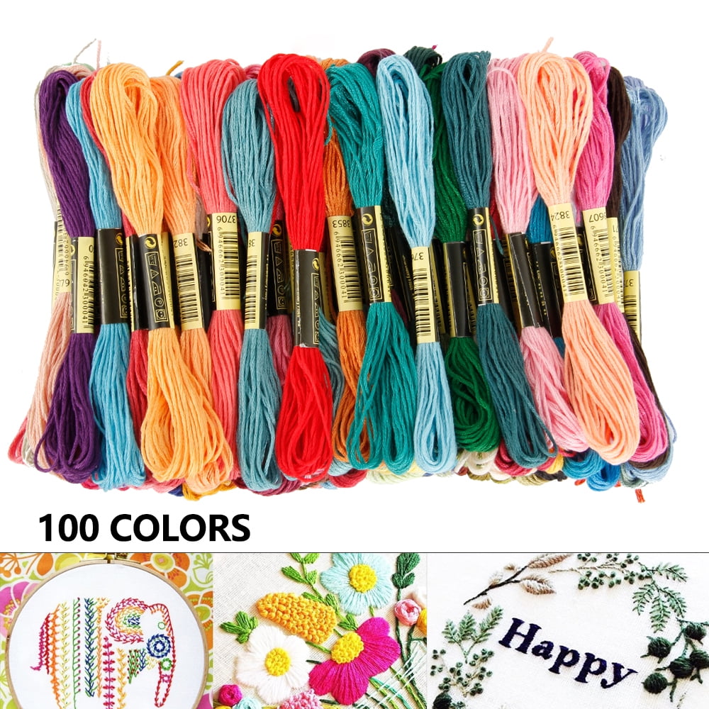 16 Pack Black Stranded Cross Stitch Cotton Embroidery Thread Floss Skeins  Sewing 
