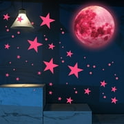 HOTBEST 103pcs Glow In The Dark Stars, For Ceiling, Glowing In The Dark Stars And Moon Wall Decals, Adhesive Glowing Stars Wall Stickers For Kids Nursery Kindergarten Bedroom Living Roomroom