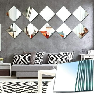 Yirtree Flexible Mirror Sheets, Decorative Self Adhesive Plastic Mirror Tiles Non Glass Mirror Stickers for School Educational and Home Wall Decor 1pc