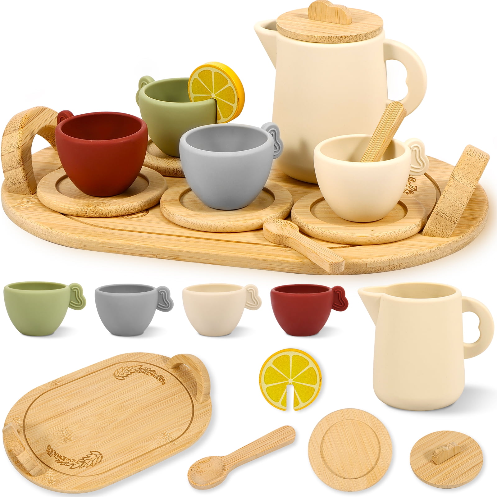 [Kidzlane]Kidzlane Durable Kids Play Dishes Pretend Play Childrens Dish Set 29 Piece with Drainer 0531 [並行輸入品] Kidzlane Kids Play Dishes - 29 Piece Pretend Play Set with
