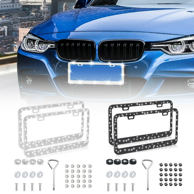 OKLPF Bling License Plate Frame for Women, Sparkly Stainless Steel License  Plate Frames| Over 1000 pcs 14 Facets Bedazzled Clear Glass Diamond