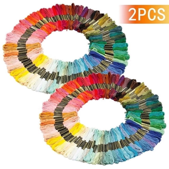 EUWBSSR 2 Sets 100 Colors Cotton Embroidery Floss Cross Stitch Thread Embroidery Sewing Skeins Home Decor
