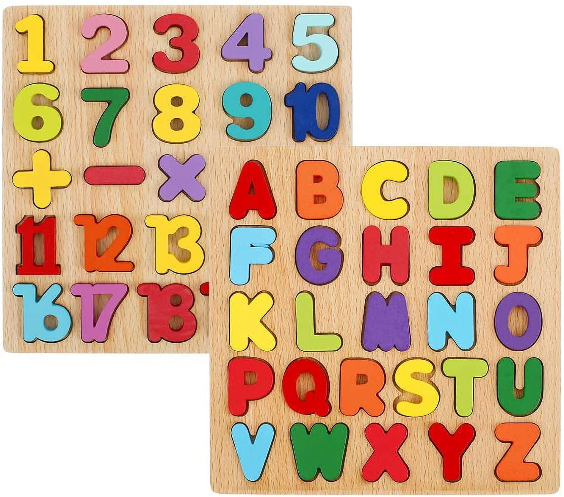 EUWBSSR 2PCS Wooden Alphabet Numbers Puzzles Educational Toy For euwbssr-2pcs-wooden-alphabet-numbers-puzzles-educational-toy-for