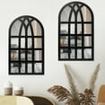 thumbnail image 1 of EUWBSSR 2Pcs Acrylic Rectangle Windowpane Mirror Wood Framed Mirror Wall Decor for Living Room Entryway Dining Room 44x26cm/44x22cm(Black, Arch), 1 of 11