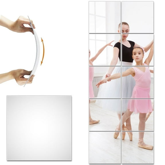 EUWBSSR 30PCS 12in Flexible Mirror Sheets Self-Adhesive Plastic Mirror Tiles Non-Glass Mirror Sticker,Ultra-Thin Flexible Mirror Sheets for Bedroom Closet Bathroom