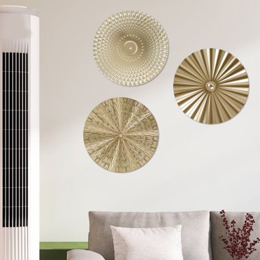 11.8" Gold Wall Decor 3pcs White and Gold Wall Sculptures Modern Accent ...