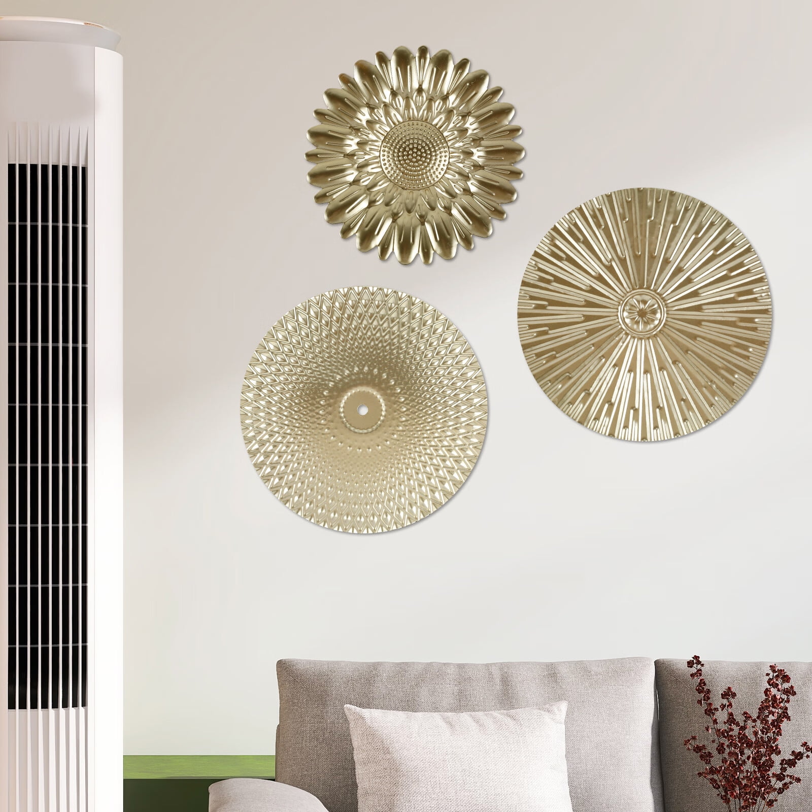 EUWBSSR 3Pcs Metal Plate Wall Decor Gold Disc Wall Art Modern Style ...