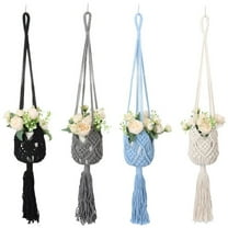 EUWBSSR 4 Pcs 33.46 in Macrame Plant Hangers with Hooks Bohemia Hanging Flower Pots Strong Bearing Capacity Sturdy Design for Home Decor