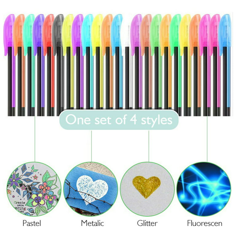 SCRIPTRACT Gel Pens for Adult Coloring 100 Colors Set with Glitter Metallic Neon Pastel Swirl Colors, Also Perfect Coloring Set for Kids Doodling