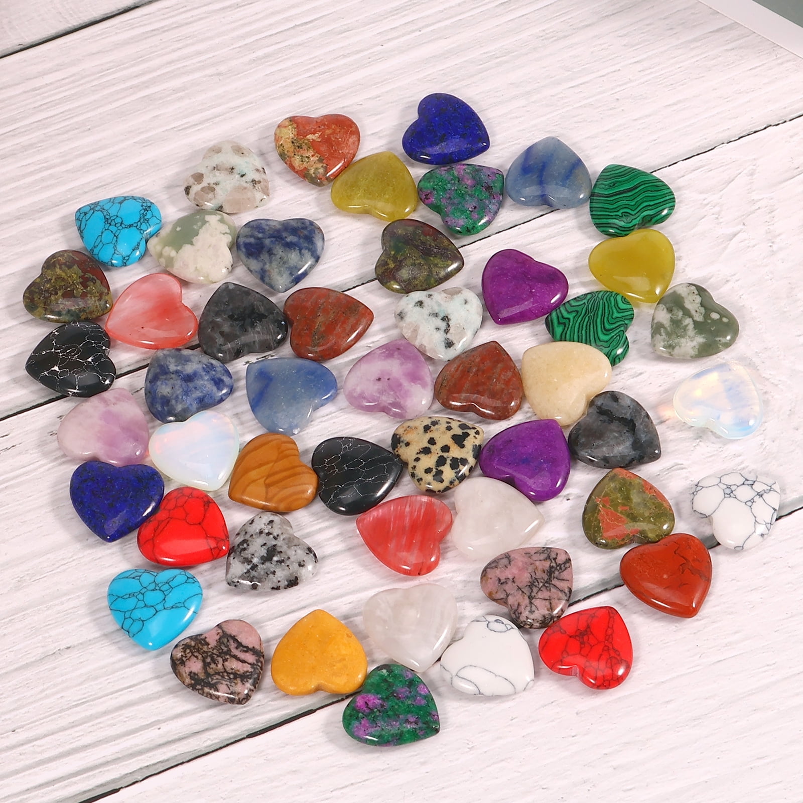 EUWBSSR 50Pcs Heart Shape Crystals Set Natural Crystal Heart Stones ...