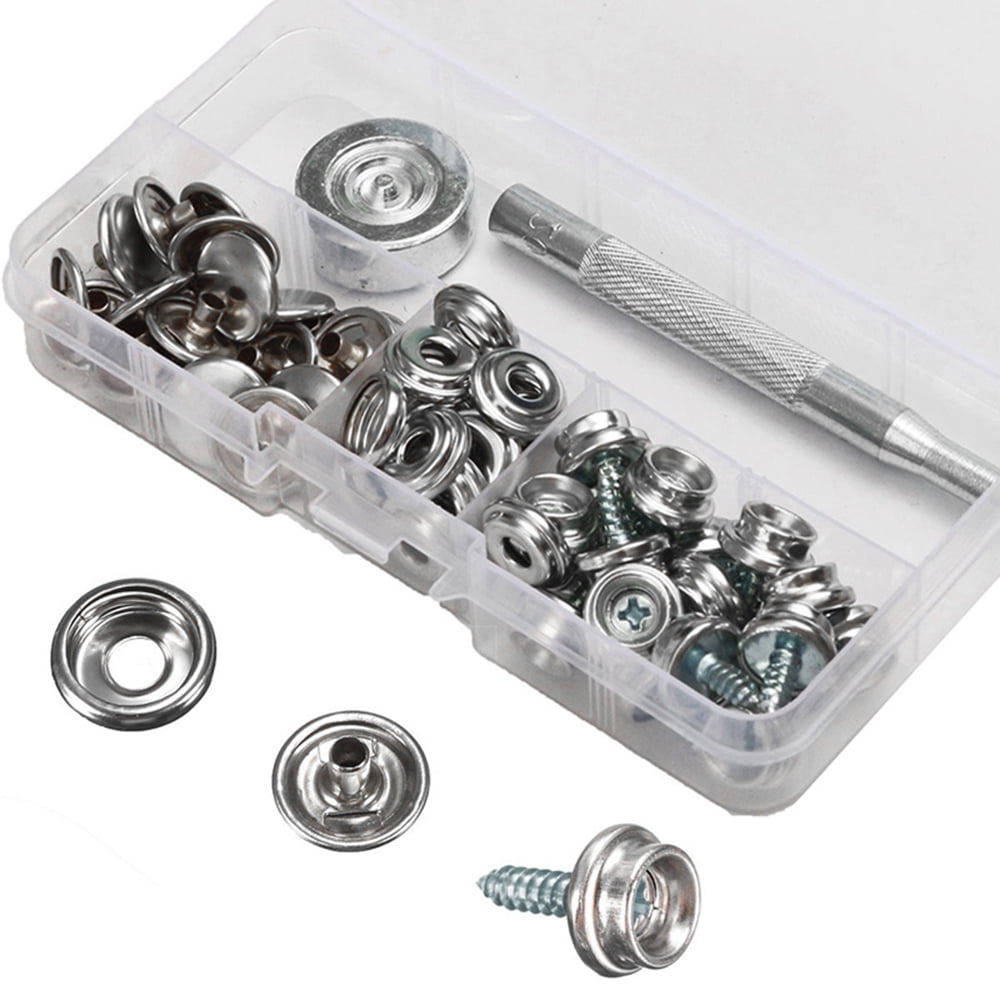 EUWBSSR 62 Pcs Stainless Steel Snap Fastener,Canvas Snap Kit,Stainless