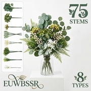 EUWBSSR 75Pcs Artificial Greenery Stems Combination Set Artificial Wedding Bouquet Set Faux Flowers Kit for Wedding Home Decoration