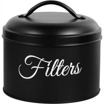 EUWBSSR Coffee Filter Storage Case,Coffee Filter Holder Stainless Steel Round Basket Coffee Filter Storage with Lid and Top Handle,Black