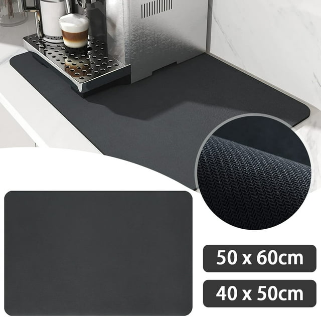 EUWBSSR Coffee Mat Hide Stain Rubber Backed Absorbent Coffee Maker Mat