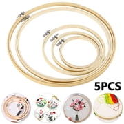 Embroidery Hoops Set, 5 Sizes Bamboo Cross Stitch Hoop Rings for Hand Embroidery, DIY Craft Sewing and Ornaments