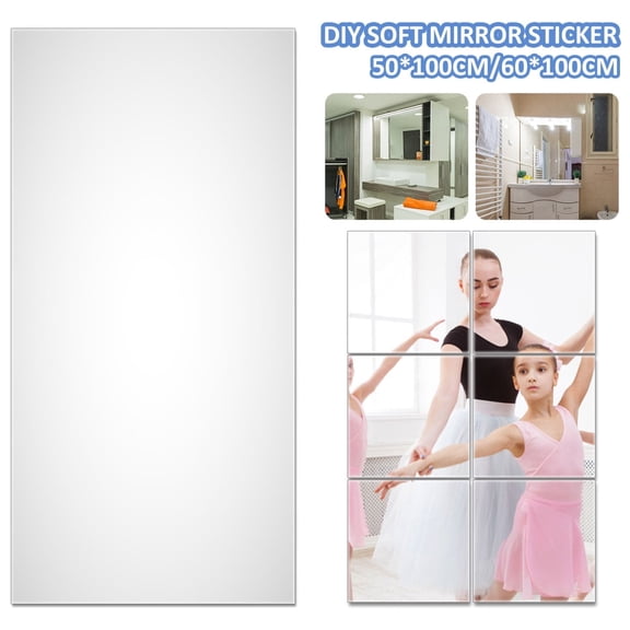 EUWBSSR Flexible Mirror Sheets,Mirror Wall Stickers,Mirror Effect Self-Adhesive Cuttable DIY PET Non Glass Mirror Reflective Sticker for Bathroom Living Room Decor,23.6x39.4in