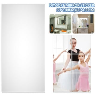 Self-Adhesive Mirror Sheets, TSV PET Flexible Mirror Reflective Wall  Stickers Non-Glass DIY for Home Decor, 19.7x39.4'' 