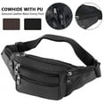 thumbnail image 1 of EUWBSSR Genuine Leather Waist Fanny Pack Belt Bag Pouch Travel Hip Purse for Men Women 11.81*5.51*1.97in, 1 of 8