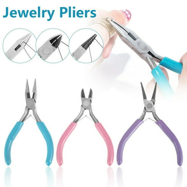 Euwbssr Jewelry Pliers,3pcs Jewelry Making Pliers Tools Kits Jewelry Beading Repair Making Supplies, Size: 3 Pcs, Blue