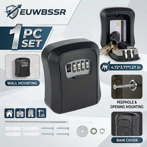 EUWBSSR Key Lock Box with Code, Lock Box for House key, Safe Box, Home Safe, Small Safe, Lockbox, Hide a Key Outside, Key Box, Lock Box for Keys Outside