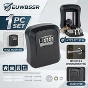Key Lock Box with Code, Wall-Mounted Key Safe Box for House Keys, Outdoor Aluminum Alloy Security Lockbox with Weatherproof Rain Cover