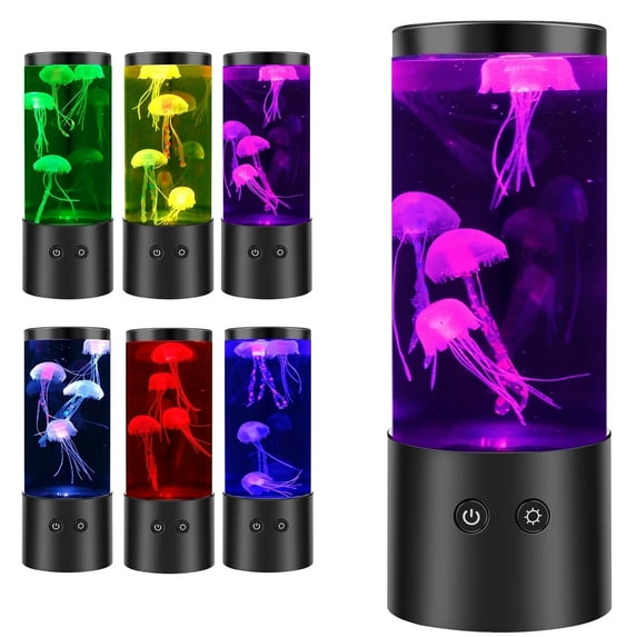 EUWBSSR LED Jellyfish Lamp with 7 Colors Changing Jellyfish Night Light Fantasy Jellyfish Aquarium Lamp Decorative Jellyfish Tank Mood Lights,9.06*3.54in