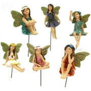 EUWBSSR Miniature Fairies Figurines Accessories-6pack Camping Kit Fairies Flower Pot Resin Fairy Garden Figurines Angel Accessories Ornaments for Outdoor Decor
