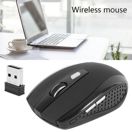 EUWBSSR New Cordless Black Mouse 2.4GHz Mice USB Dongle Optical Scroll for PC