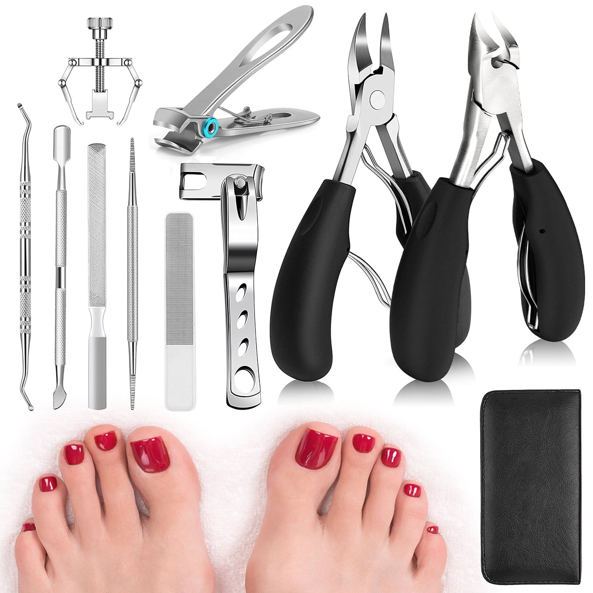Amgra Podiatrist Toenail Clippers, Professional Thick & Ingrown Toe Nail Clippers for Men & Seniors, Pedicure Clippers Toenail Cutters, Super Sharp