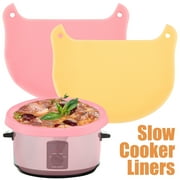 EUWBSSR Silicone Slow Cooker Liners,Reusable Fit 6-8 Quarts Slow Cooker Leakproof & Bags Liners for Oval or Round Pot(Pink)