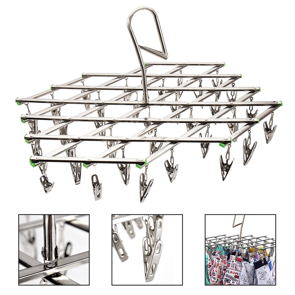 EUWBSSR Stainless Steel Indoor Hanging Clothesline Sock Drying Rack, 35
