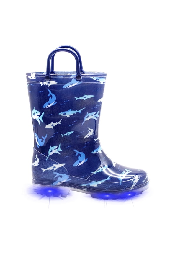 Toddler Kids Light Up Rain Boots Boys Shark Waterproof Boots Toddler Size 10