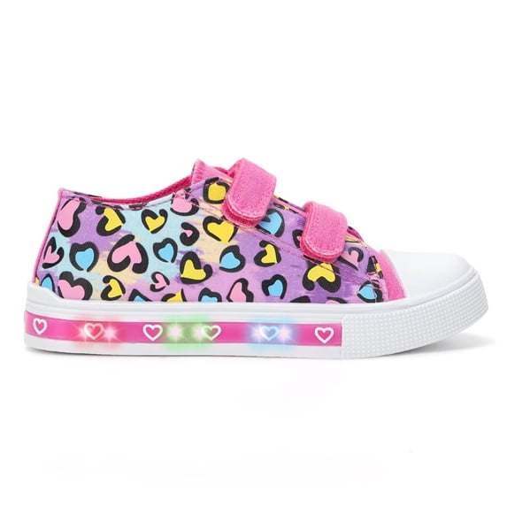 EUXTERPA Colorful Girls Sneakers Light Up Flashing Shoes Kids Casual Sneakers with Hook and Loop, Toddler Size 7