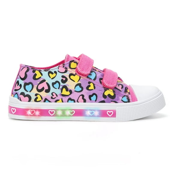 EUXTERPA Colorful Girls Sneakers Light Up Flashing Shoes Kids Casual Sneakers with Hook and Loop, Toddler Size 7