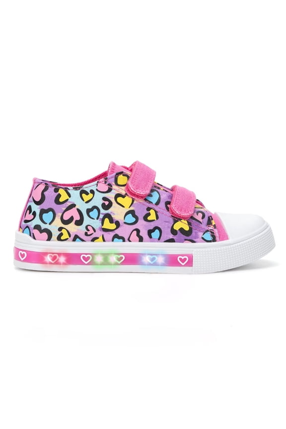 Colorful Girls Sneakers Light Up Flashing Shoes Toddler Casual Sneakers with Hook and Loop, Little Kid Size 13