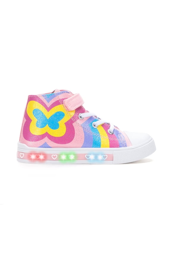 Girls Butterfly Sneakers Light Up Flashing Shoes Kids Easy Fasten High Top Canvas Sneaker Toddler Size 11