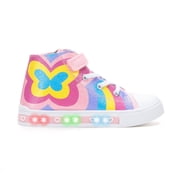 EUXTERPA Girls Butterfly Sneakers Light Up Flashing Shoes Kids Easy Fasten High Top Canvas Sneaker Toddler Size 13