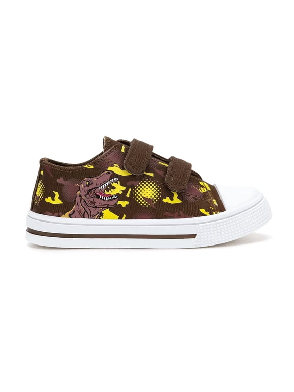 Kids Dinosaur Canvas Shoes Boys Casual Walking Sneakers with Hook and Loop Toddler Size 7