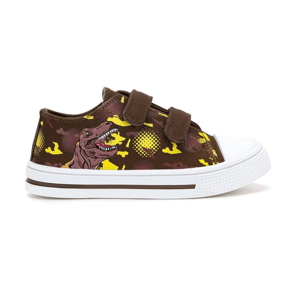 EUXTERPA Kids Dinosaur Canvas Shoes Boys Casual Walking Sneakers with Hook and Loop Toddler Size 9