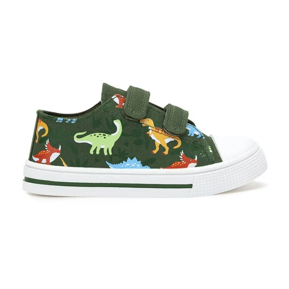 EUXTERPA Toddler Dinosaur Canvas Shoes Boys Casual Walking Sneakers with Hook and Loop Little Kid Size 12