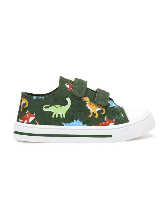 Toddler Dinosaur Canvas Shoes Boys Casual Walking Sneakers with Hook and Loop Big Kid Size 1