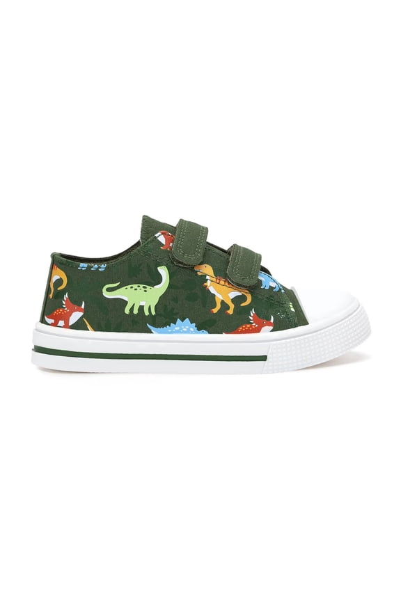 Kids Dinosaur Canvas Shoes Boys Casual Walking Sneakers with Hook and Loop Toddler Size 5