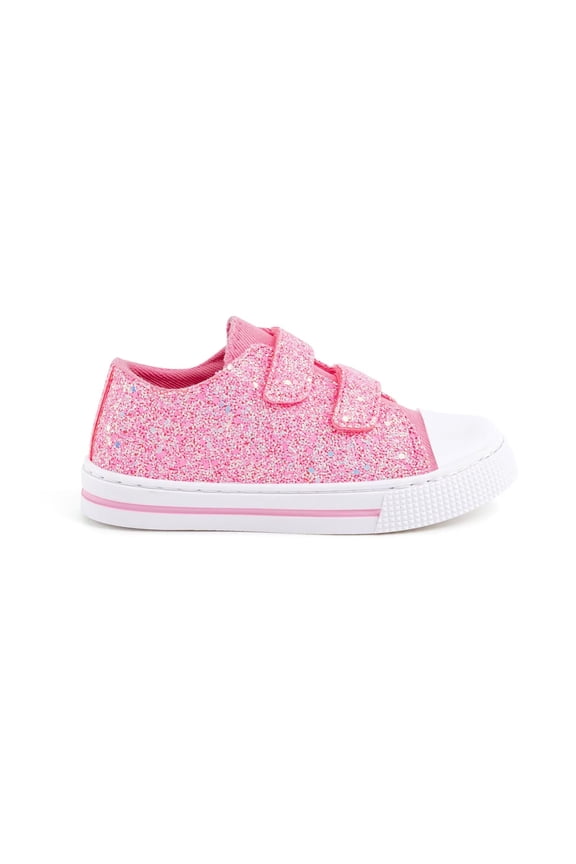 Girls Pink Glitter Shoes Kids Casual Walking Sneakers with Hook and Loop Toddler Size 10