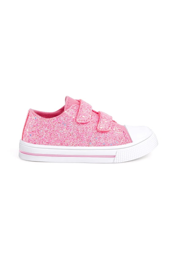 Girls Pink Glitter Shoes Toddler Casual Walking Sneakers with Hook and Loop Little Kid Size 11