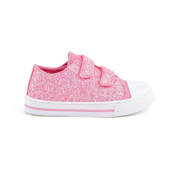 EUXTERPA Girls Pink Glitter Shoes Toddler Casual Walking Sneakers with Hook and Loop Little Kid Size 11