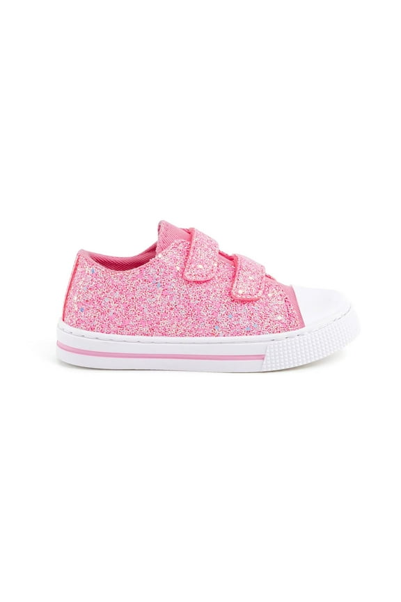 Girls Pink Glitter Shoes Toddler Casual Walking Sneakers with Hook and Loop Little Kid Size 11