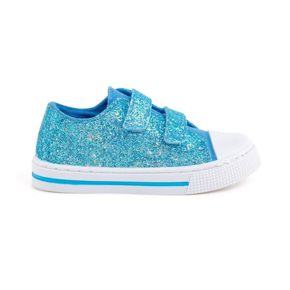 EUXTERPA Girls Blue Glitter Shoes Toddler Casual Walking Sneakers with Hook and Loop Little Kid Size 11