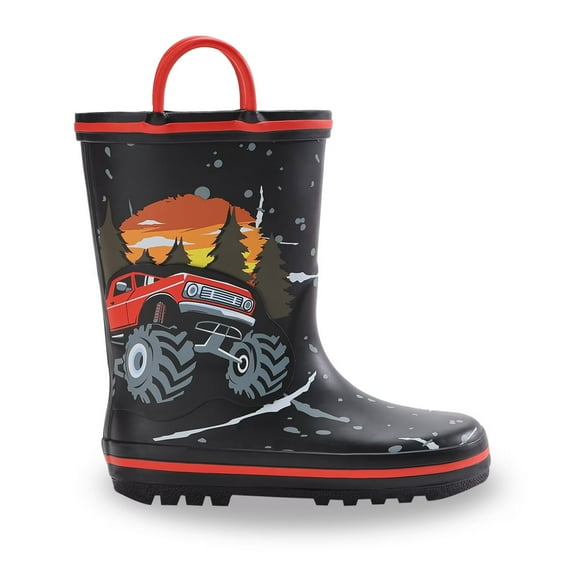 EUXTERPA Toddler Rain Boots for Boys Waterproof Kids Rubber Boots with Easy On Handles Toddler Size 5