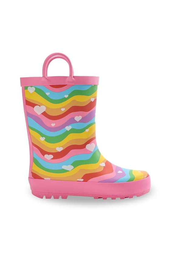 Toddler Rain Boots for Girls Waterproof Kids Rubber Boots with Easy On Handles Toddler Size 10
