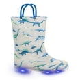 thumbnail image 1 of EUXTERPA Boys Grey Dinosaur Rain Boots Toddler Kids Light Up Waterproof Boots with handles Toddler Size 5, 1 of 7